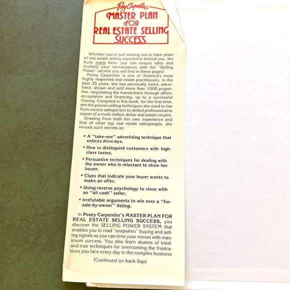 MASTER PLAN FOR REAL ESTATE SELLING SUCCESS Posey Carpenter Vintage HB EUC - Picture 4 of 12